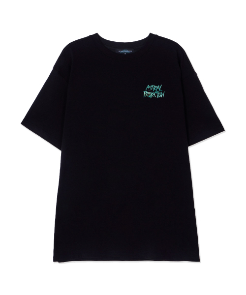 ASTRAL PROJECTION（アストラルプロジェクション）の「ターコイズグラフィティレタリングスーピマコットンラウンドネック半袖Tシャツ_ブラック（Tシャツ/カットソー・メンズ・その他・X-LARGE/MEDIUM/LARGE）」の2枚目の写真