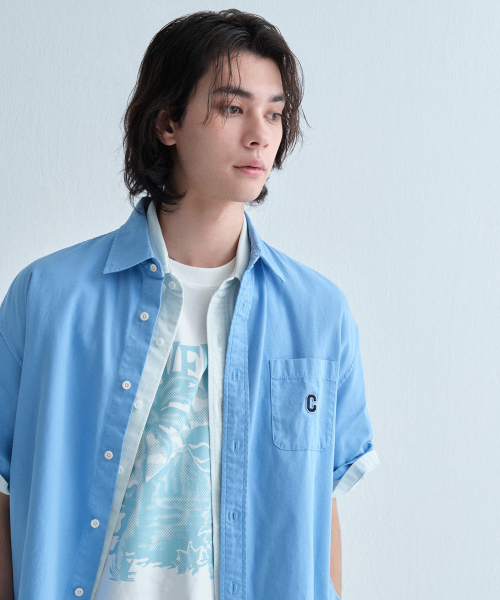 COVERNAT（カバーナット）の「Cロゴピグメントオックスフォードハーフシャツブルー（シャツ/ブラウス・レディース・その他・X-SMALL/SMALL/MEDIUM/LARGE/X-LARGE/XX-LARGE）」の4枚目の写真
