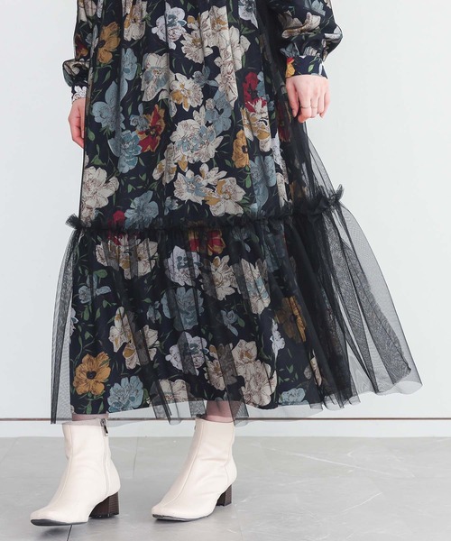 somari imagination（ソマリ イマジネーション）の「『花柄チュールドッキングワンピース』（ワンピース・レディース・ネイビー・1/2）」の6枚目の写真