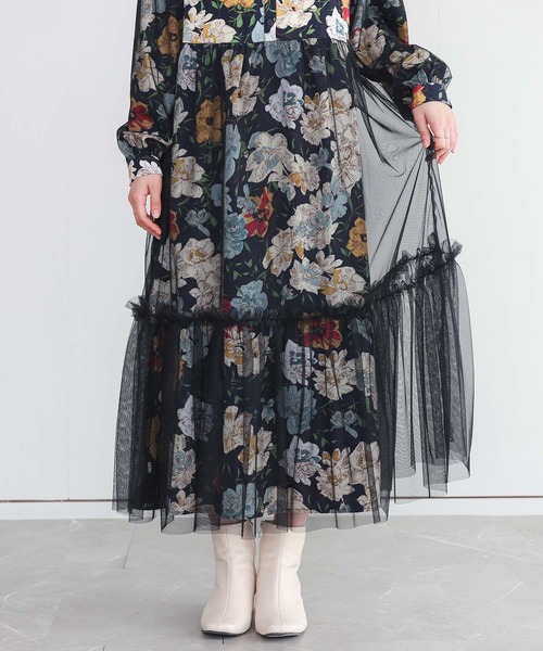 somari imagination（ソマリ イマジネーション）の「『花柄チュールドッキングワンピース』（ワンピース・レディース・ネイビー・1/2）」の20枚目の写真