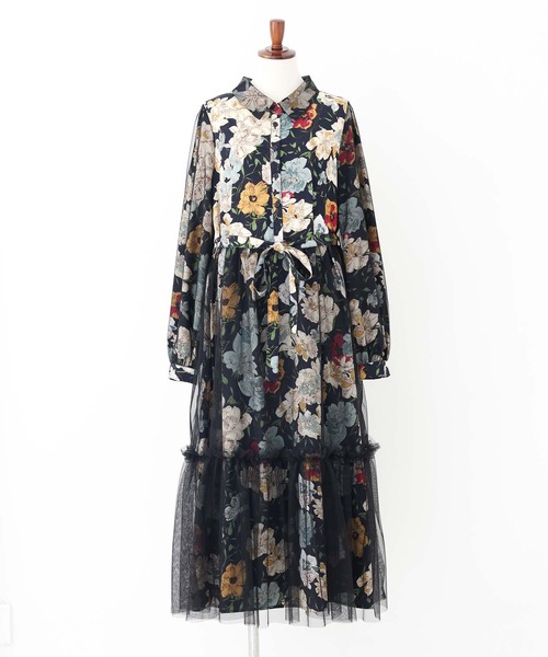 somari imagination（ソマリ イマジネーション）の「『花柄チュールドッキングワンピース』（ワンピース・レディース・ネイビー・1/2）」の19枚目の写真