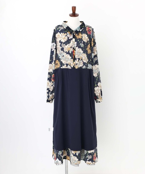 somari imagination（ソマリ イマジネーション）の「『花柄チュールドッキングワンピース』（ワンピース・レディース・ネイビー・1/2）」の12枚目の写真