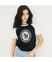 サークルシンボルラグラン半袖Tシャツブラック