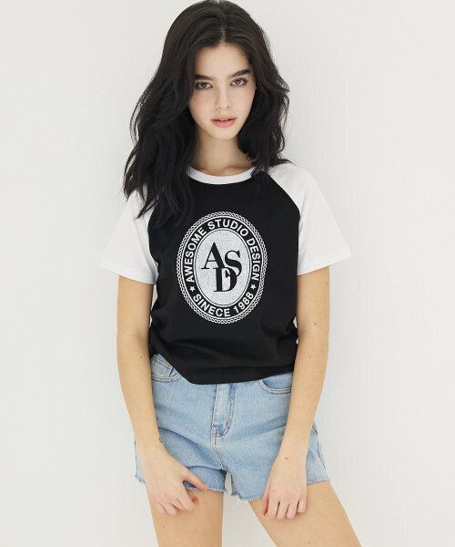 AWESOME STUDIO(オーサムスタジオ)の「サークルシンボルラグラン半袖Tシャツブラック(Tシャツ/カットソー・レディース・その他・FREE)」の2枚目の写真