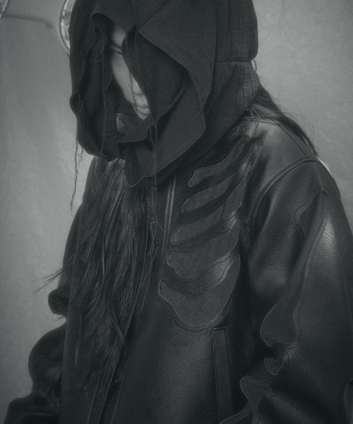 SURGERY（サージェリー）の「【SURGERY】surgery bone cutting varsity jacket / 【サージェリー】サージェリーボーンカッティングバーシティジャケット（スタジャン・メンズ・ブラック・M/L）」の6枚目の写真