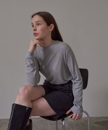 Round Rib Long Sleeve Top (Melange Gray)