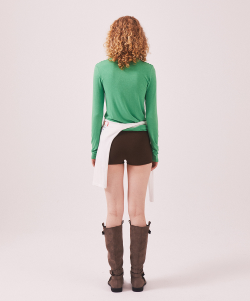 MENASOO（ミナス）の「MNS Soft Fitted Long T Shirt_Green（Tシャツ/カットソー・レディース・グリーン・F）」の7枚目の写真