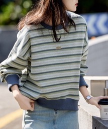 ONEP STAR（ワンピスター）の「ワンポイントデザインボーダースウェットトップス（スウェット）」