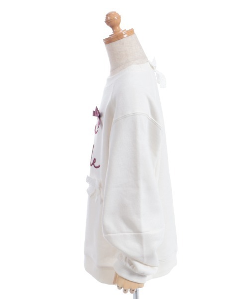 axes femme（アクシーズファム）の「刺繍×リボン裏起毛トレーナー（Tシャツ/カットソー・キッズ・キナリ/ミント・MEDIUM/X-LARGE/LARGE）」の4枚目の写真