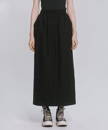COTTON MAXI SLIT SKIRT BLACK