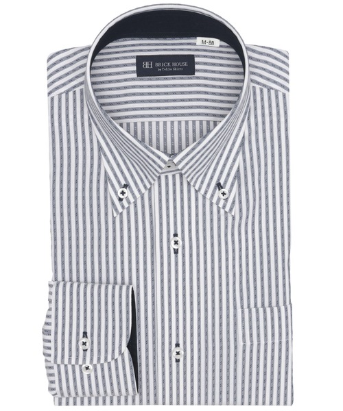 TOKYO SHIRTS(トウキョウシャツ)の「【吸水速乾】【COFREX】形態安定ノンアイロン ボタンダウン 長袖ビジネスワイシャツ(大きいサイズ・長いサイズ)(ビジネスシャツ・メンズ・ネイビー・首回り39cm-裄丈88cm/首回り41cm-裄丈90cm/首回り42cm-裄丈90cm/首回り43cm-裄丈90cm/首回り45cm-裄丈82cm/首回り45cm-裄丈86cm/首回り45cm-裄丈90cm/首回り47cm-裄丈86cm/首回り47cm-裄丈90cm)」の1枚目の写真