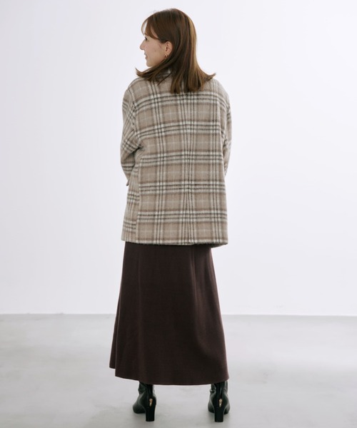 ウールシャギーチェックダブルコート 【低身長・小柄女性】（その他