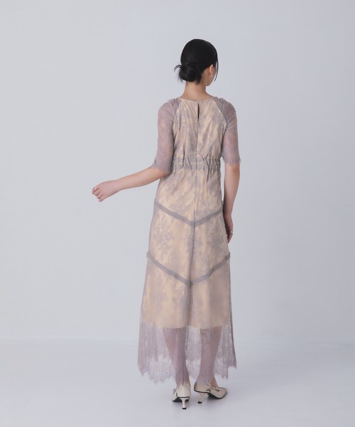 Rose of Sharon(ローズオブシャロン)の「タックショルダー総レースフレアドレス(ドレス・レディース・ダークグリーン/グレイッシュブルー/ブラック/オリーブ/ボルドー/パープル/モカ・S/M/L)」の13枚目の写真