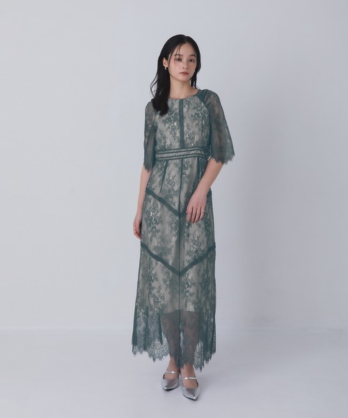 Rose of Sharon(ローズオブシャロン)の「タックショルダー総レースフレアドレス(ドレス・レディース・ダークグリーン/グレイッシュブルー/ブラック/オリーブ/ボルドー/パープル/モカ・S/M/L)」の18枚目の写真