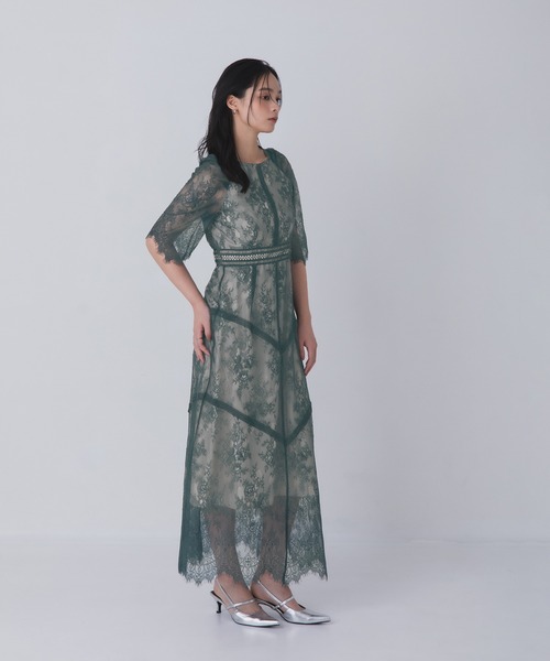 Rose of Sharon(ローズオブシャロン)の「タックショルダー総レースフレアドレス(ドレス・レディース・ダークグリーン/グレイッシュブルー/ブラック/オリーブ/ボルドー/パープル/モカ・S/M/L)」の19枚目の写真