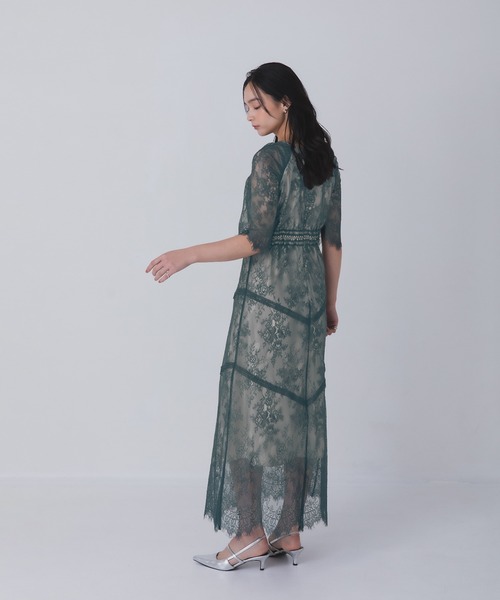 Rose of Sharon(ローズオブシャロン)の「タックショルダー総レースフレアドレス(ドレス・レディース・ダークグリーン/グレイッシュブルー/ブラック/オリーブ/ボルドー/パープル/モカ・S/M/L)」の20枚目の写真
