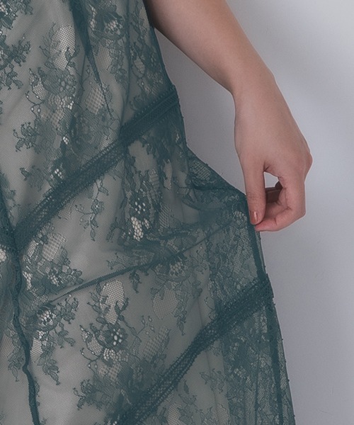 Rose of Sharon(ローズオブシャロン)の「タックショルダー総レースフレアドレス(ドレス・レディース・ダークグリーン/グレイッシュブルー/ブラック/オリーブ/ボルドー/パープル/モカ・S/M/L)」の22枚目の写真