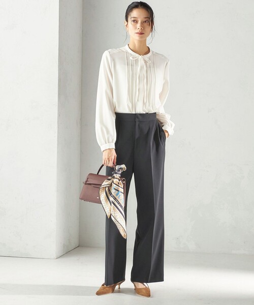 SHIPS(シップス)の「〈洗濯機可能〉無地 / プリント ピンタック ブラウス(セレモニー対応可)(シャツ/ブラウス・レディース・ネイビー/オフホワイト/ブルー・ONE SIZE)」の20枚目の写真