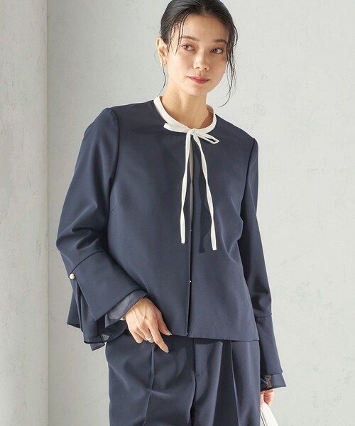 SHIPS(シップス)の「〈洗濯機可能〉無地 / プリント ピンタック ブラウス(セレモニー対応可)(シャツ/ブラウス・レディース・ネイビー/オフホワイト/ブルー・ONE SIZE)」の12枚目の写真