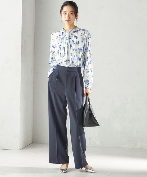 SHIPS(シップス)の「〈洗濯機可能〉無地 / プリント ピンタック ブラウス(セレモニー対応可)(シャツ/ブラウス・レディース・ネイビー/オフホワイト/ブルー・ONE SIZE)」の14枚目の写真