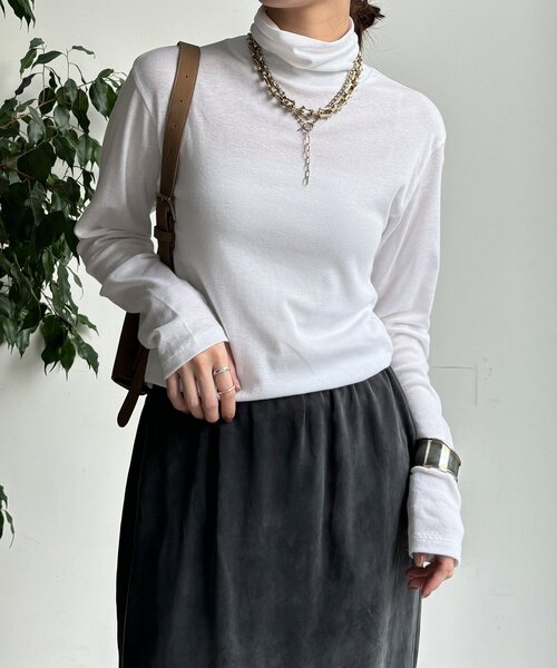 DouDou（ドゥドゥ）の「オーガニックコットンタートル（Tシャツ/カットソー・レディース・オフホワイト/ライトベージュ/ブラック・FREE）」の7枚目の写真