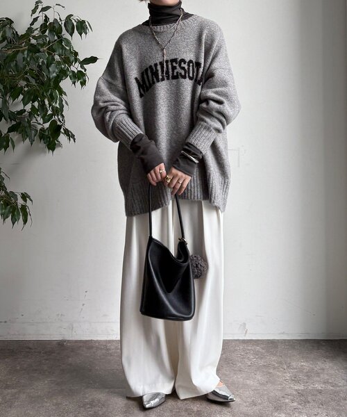 DouDou（ドゥドゥ）の「オーガニックコットンタートル（Tシャツ/カットソー・レディース・オフホワイト/ライトベージュ/ブラック・FREE）」の13枚目の写真