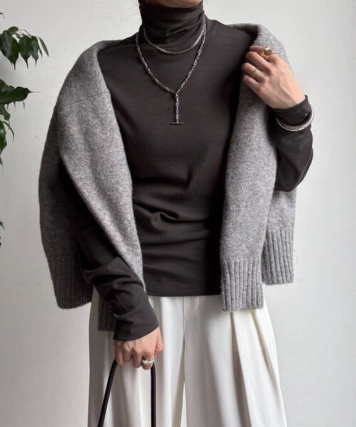 DouDou（ドゥドゥ）の「オーガニックコットンタートル（Tシャツ/カットソー・レディース・オフホワイト/ライトベージュ/ブラック・FREE）」の21枚目の写真