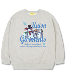 スノーファミリー オーバーサイズ スウェット クリスマスTシャツ [裏起毛]オートミール