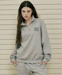 SRS LOGO HALF ZIP-UP SWEATSHIRTS (MELANGE GREY)
