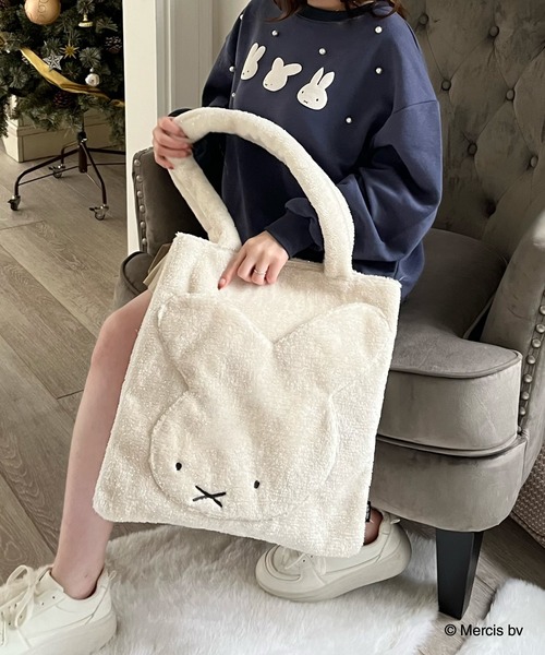 Miffy( ミッフィー)の「miffy ラメダイカットトートバッグ(トートバッグ・レディース・オフホワイト/ピンク/グレー・FREE)」の9枚目の写真