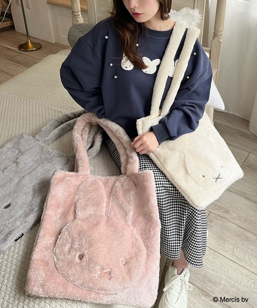 Miffy( ミッフィー)の「miffy ラメダイカットトートバッグ(トートバッグ・レディース・オフホワイト/ピンク/グレー・FREE)」の10枚目の写真