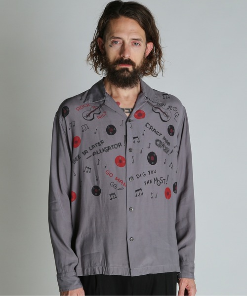 schott（ショット）の「Schott/ショット/ROCK’N ROLL RAYON SHIRT/ロックンロール レーヨンシャツ（シャツ/ブラウス・メンズ・オフホワイト/チャコールグレー・M/L/XL/2XL）」の2枚目の写真