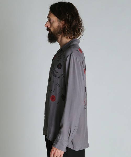schott（ショット）の「Schott/ショット/ROCK’N ROLL RAYON SHIRT/ロックンロール レーヨンシャツ（シャツ/ブラウス・メンズ・オフホワイト/チャコールグレー・M/L/XL/2XL）」の5枚目の写真