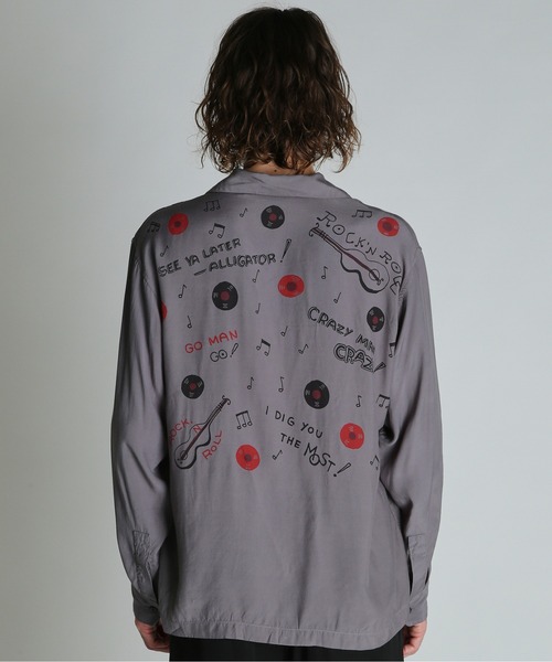 schott（ショット）の「Schott/ショット/ROCK’N ROLL RAYON SHIRT/ロックンロール レーヨンシャツ（シャツ/ブラウス・メンズ・オフホワイト/チャコールグレー・M/L/XL/2XL）」の6枚目の写真