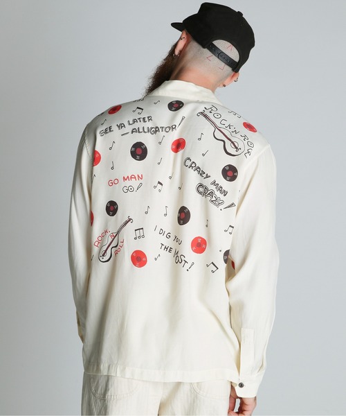 schott（ショット）の「Schott/ショット/ROCK’N ROLL RAYON SHIRT/ロックンロール レーヨンシャツ（シャツ/ブラウス・メンズ・オフホワイト/チャコールグレー・M/L/XL/2XL）」の3枚目の写真