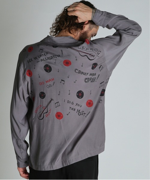 schott（ショット）の「Schott/ショット/ROCK’N ROLL RAYON SHIRT/ロックンロール レーヨンシャツ（シャツ/ブラウス・メンズ・オフホワイト/チャコールグレー・M/L/XL/2XL）」の4枚目の写真