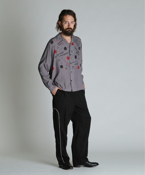 schott（ショット）の「Schott/ショット/ROCK’N ROLL RAYON SHIRT/ロックンロール レーヨンシャツ（シャツ/ブラウス・メンズ・オフホワイト/チャコールグレー・M/L/XL/2XL）」の12枚目の写真