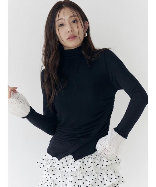 CALNAMUR（カルナムール）の「レーヨンハイネックドッキングトップス（Tシャツ/カットソー・レディース・ブラック/イエロー・FREE）」の22枚目の写真