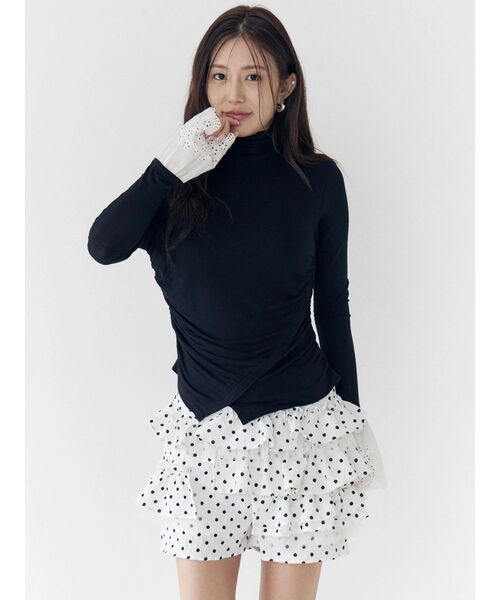 CALNAMUR（カルナムール）の「レーヨンハイネックドッキングトップス（Tシャツ/カットソー・レディース・ブラック/イエロー・FREE）」の19枚目の写真