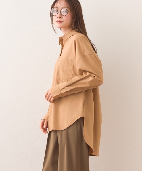 OMNES（オムネス）の「ポプリンベーシックレギュラーカラー 長袖シャツブラウス（シャツ/ブラウス・レディース・ベージュ/グリーン系その他/ブルー系その他/ホワイト/ライトグリーン/ブラック・FREE）」の4枚目の写真