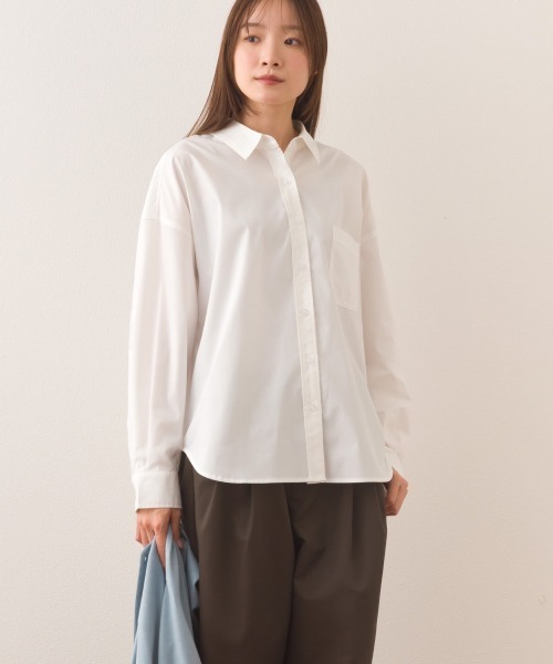 OMNES（オムネス）の「ポプリンベーシックレギュラーカラー 長袖シャツブラウス（シャツ/ブラウス・レディース・ベージュ/グリーン系その他/ブルー系その他/ホワイト/ライトグリーン/ブラック・FREE）」の22枚目の写真