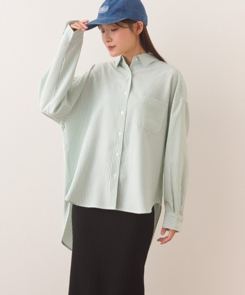 OMNES（オムネス）の「ポプリンベーシックレギュラーカラー 長袖シャツブラウス（シャツ/ブラウス・レディース・ベージュ/グリーン系その他/ブルー系その他/ホワイト/ライトグリーン/ブラック・FREE）」の7枚目の写真