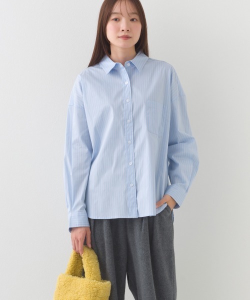 OMNES（オムネス）の「ポプリンベーシックレギュラーカラー 長袖シャツブラウス（シャツ/ブラウス・レディース・ベージュ/グリーン系その他/ブルー系その他/ホワイト/ライトグリーン/ブラック・FREE）」の12枚目の写真