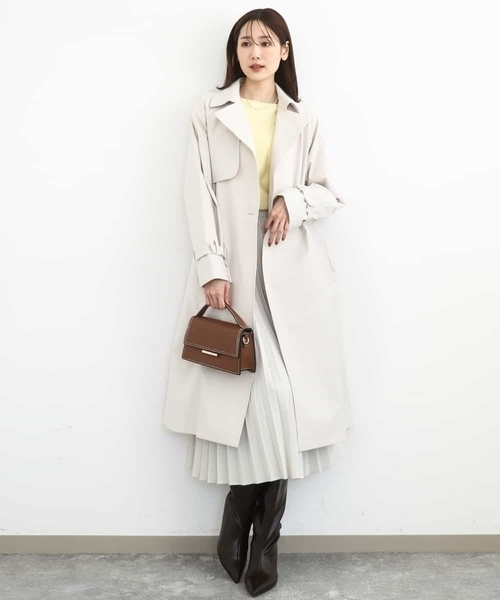 MK MICHEL KLEIN(エムケーミッシェルクラン)の「トレンチディティールロングコート/撥水/洗える(トレンチコート・レディース・ベージュ/ライトブルー/ネイビー・38)」の2枚目の写真