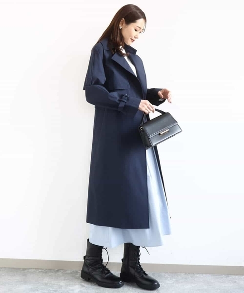 MK MICHEL KLEIN(エムケーミッシェルクラン)の「トレンチディティールロングコート/撥水/洗える(トレンチコート・レディース・ベージュ/ライトブルー/ネイビー・38)」の5枚目の写真