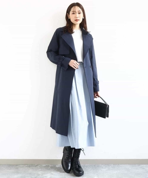 MK MICHEL KLEIN(エムケーミッシェルクラン)の「トレンチディティールロングコート/撥水/洗える(トレンチコート・レディース・ベージュ/ライトブルー/ネイビー・38)」の6枚目の写真