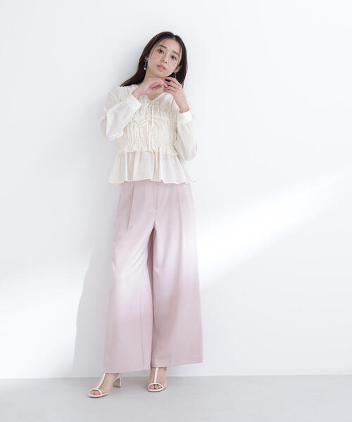 NATURAL BEAUTY BASIC(ナチュラルビューティーベーシック)の「◇フロントリボンペプラム楊柳ブラウス(シャツ/ブラウス・レディース・ベージュ/ブルー/オフホワイト・MEDIUM/SMALL)」の22枚目の写真