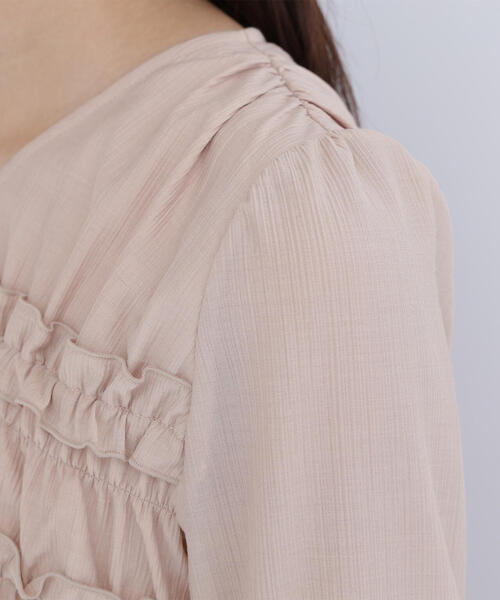 NATURAL BEAUTY BASIC(ナチュラルビューティーベーシック)の「◇フロントリボンペプラム楊柳ブラウス(シャツ/ブラウス・レディース・ベージュ/ブルー/オフホワイト・MEDIUM/SMALL)」の16枚目の写真