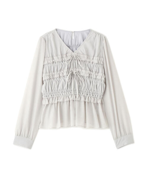 NATURAL BEAUTY BASIC(ナチュラルビューティーベーシック)の「◇フロントリボンペプラム楊柳ブラウス(シャツ/ブラウス・レディース・ベージュ/ブルー/オフホワイト・MEDIUM/SMALL)」の13枚目の写真