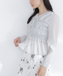 NATURAL BEAUTY BASIC | ◇フロントリボンペプラム楊柳ブラウス(シャツ/ブラウス)